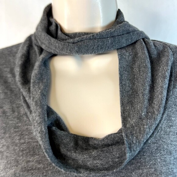 M Ann Taylor Wrap Around Neck Tie Long Sleeve Blouse Gray Size Medium Neutral - Picture 3 of 10